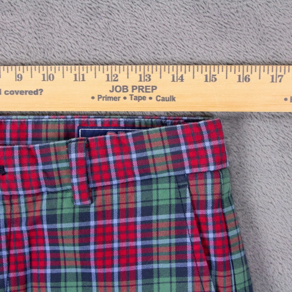 Vineyard Vines Mens 30x32 Slim Pant Red Green Plaid Tartan Golf Chino Trousers